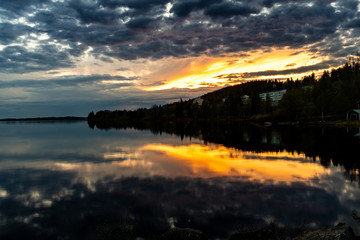 Fototapeta premium Sunset with cloudy sky.