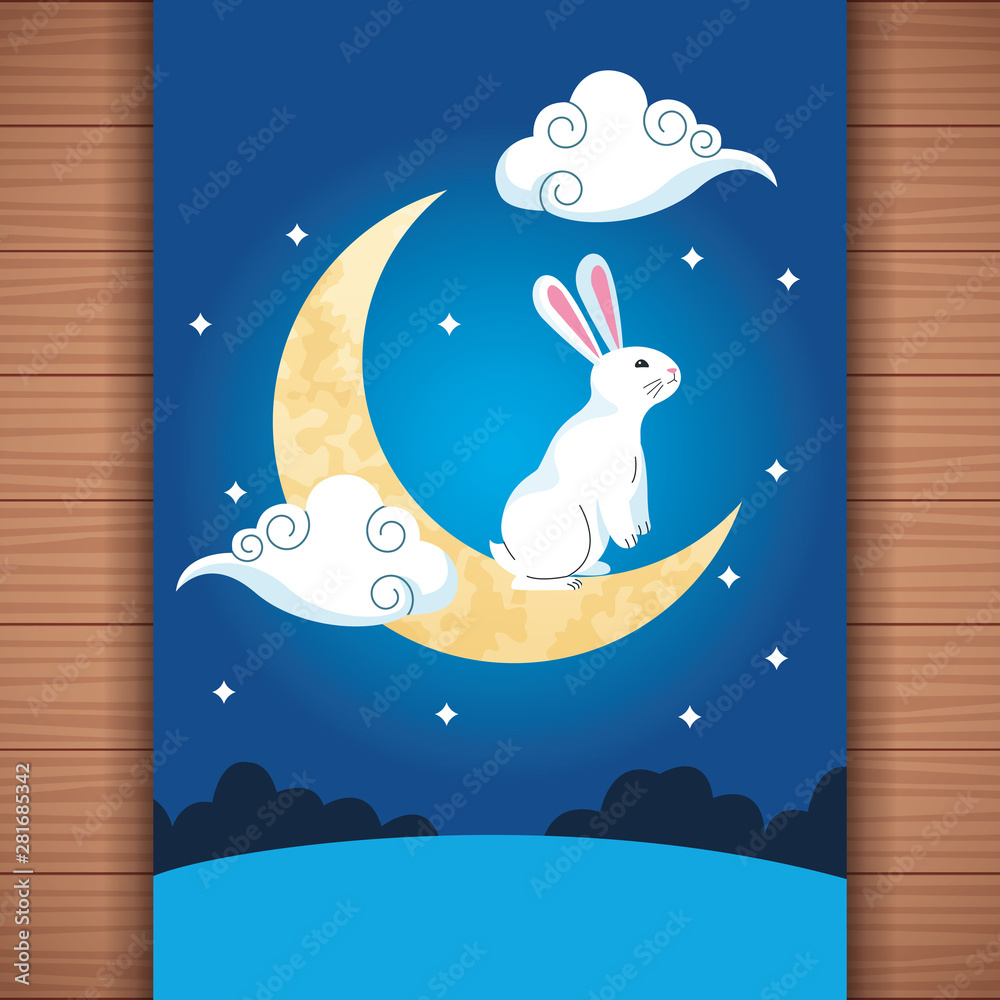 Sticker mid autumn chinese festival cartoon