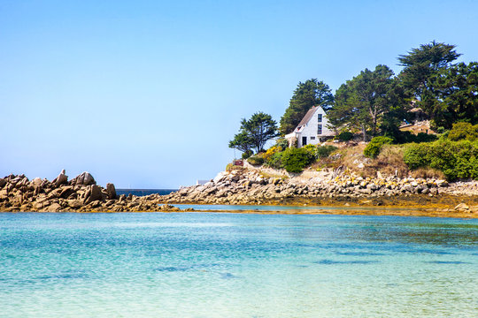 Ile de Batz Island with a beach in the summer, Bretagne, France, French Atlantic