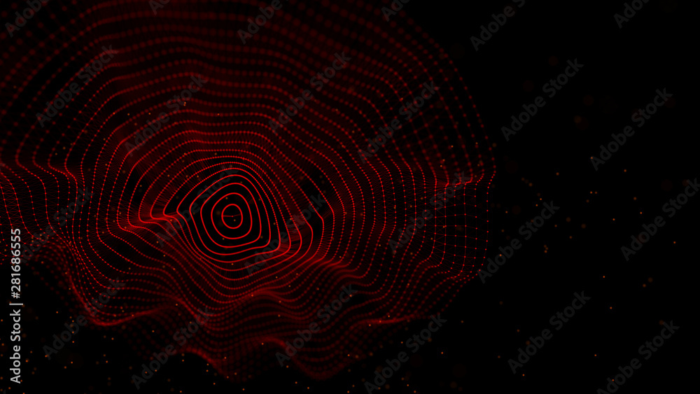 Aufkleber Abstract background with spider web. Dynamic wave of particles. Big data. 3d rendering.