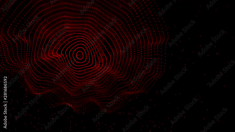Aufkleber Abstract background with spider web. Dynamic wave of particles. Big data. 3d rendering.