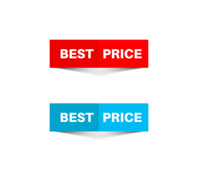 Best price banners with shadows on white background.