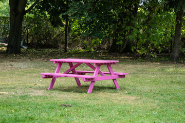 Garden benches in a wooded park great for rest, around the world (collection of benches)