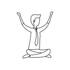 elegant businessman seated in lotus position