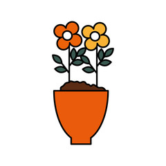 flowers houseplant in pot natural icon