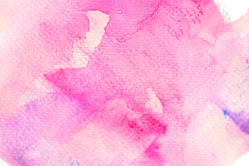 Pink watercolor texture background. The color splashing on the paper.