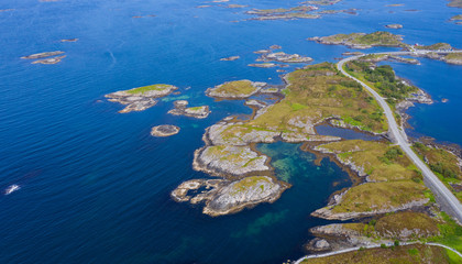 Fototapeta na wymiar Atlantic Ocean Road, Norway, july 2019. Aerial view from drone