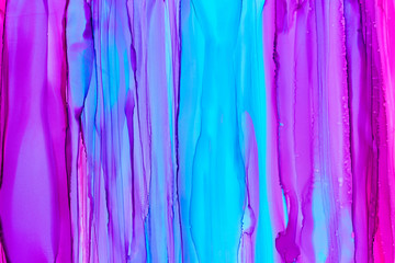 Purple, blue and pink watercolor texture background. Hand drawn sky blue blurred daubs abstract backdrop.