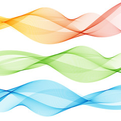 Abstract waves on the  white background. Transparent lines