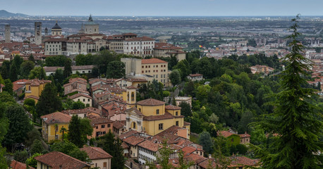 Fototapeta na wymiar Panoramic view of the city of Bergamo, Lombardy, Italy. 