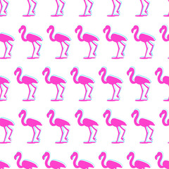 Seamless vector bright colored wallpaper with flamingos