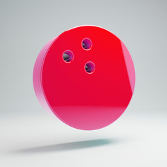 Volumetric glossy hot pink Bowling Ball icon isolated on white background.