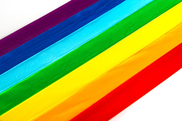 LGBT satin ribbon flag icon on white background
