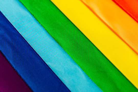 LGBT flag symbol made of satin ribbons