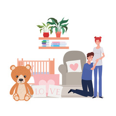 Isolated pregnant woman and man design