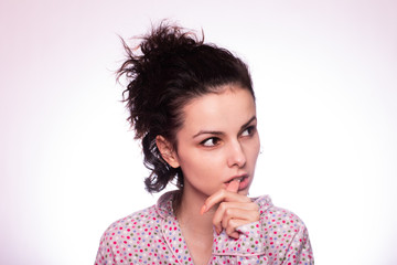 Fototapeta premium beautiful curly girl in pajamas