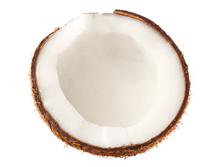 half of coconut isolated on white background