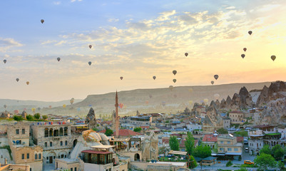 Morning in Goreme, Cappadocia.Tourist center of Central Turkey.
