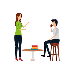 elegant business couple drinking coffee