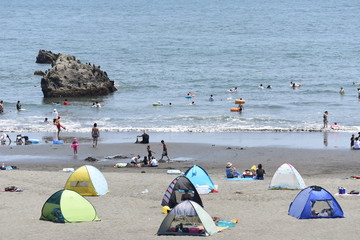 The spectacle of the beach of midsummer of Japan.