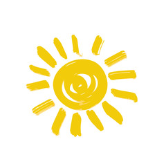 Hand drawn vector sun icon isolated on white.