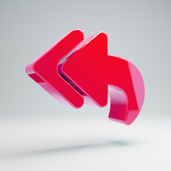 Volumetric glossy hot pink Reply All icon isolated on white background.