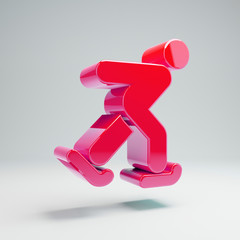 Volumetric glossy hot pink Skating icon isolated on white background.