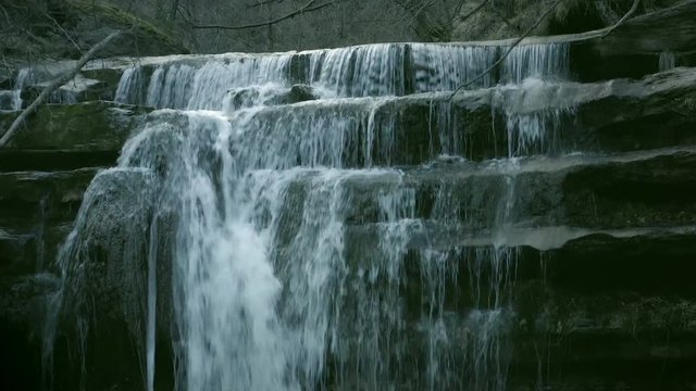Stream water flowing in natural cascade