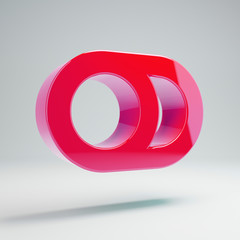 Volumetric glossy hot pink toggle off icon isolated on white background.