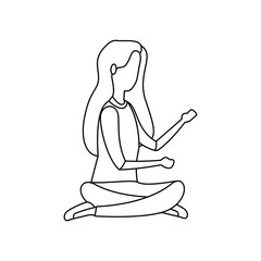 elegant businesswoman seated in lotus position