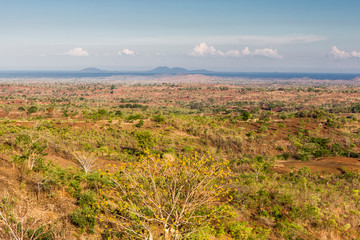 Malawi Landscape, Savannah with mountain in the Background, South-East-Africa