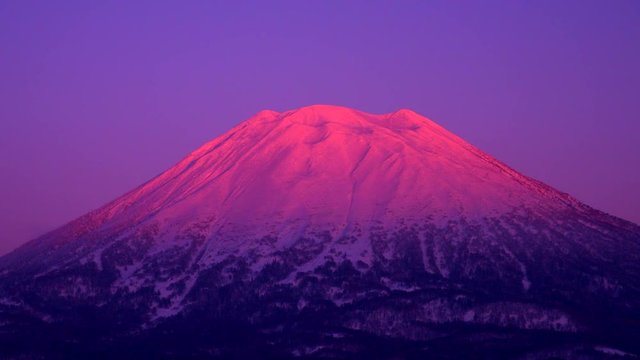 Mount Yotei in winter at sunset, Niseko, Hokkaido, Japan