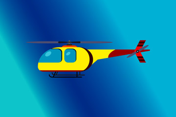 Side view of a yellow and red helicopter - flat design © Christian