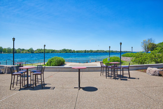 Buffalo, USA-20 July, 2019: Broderick Park located on the southern tip of Unity Island between the Niagara River and the Black Rock Canal