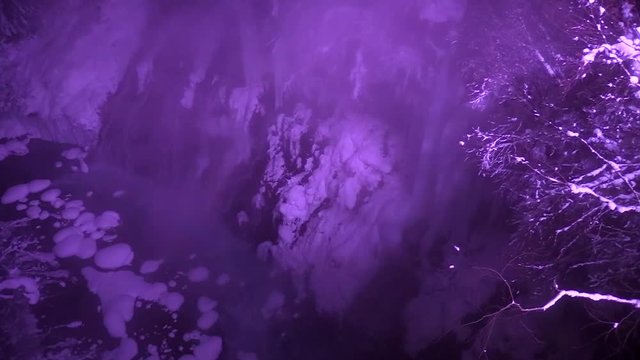 Whitebeard waterfall illuminated in winter, Japan