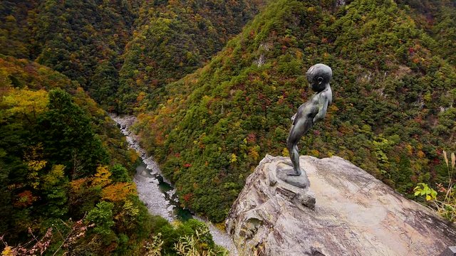 Manneken Pis statue in Iyakei Valley, Miyoshi, Tokushima