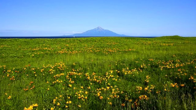 Wide shot of Sarobetsu Plain in spring, Tenshio, Hokkaido