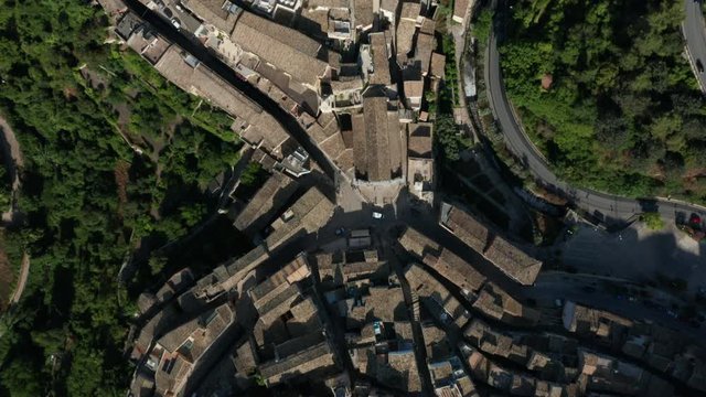 aerial direct overhead shot of connection between old and new Ragusa