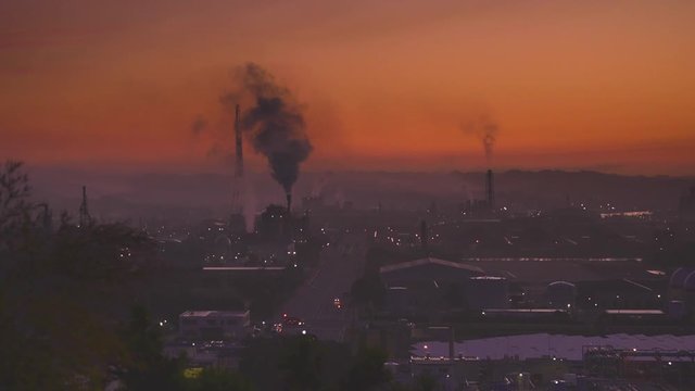 Onahama Rinkai Industrial Park at dawn, Iwaki, Fukushima