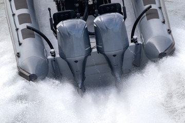 outboard motors on a speed boat