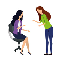 businesswomen in office chair avatars characters