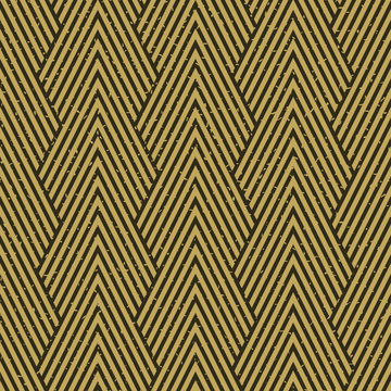 Seamless kraft paper brown and black art deco optical chevron mountains pattern vector