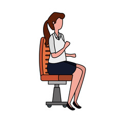 elegant businesswoman worker seated in office chair
