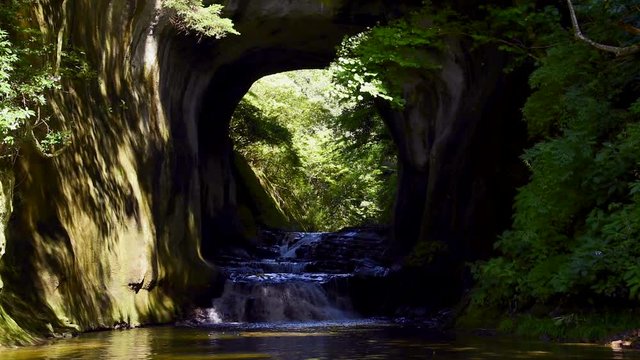Real Time shot of waterfall in Kameiwa Cave, Kimitsu, Chiba