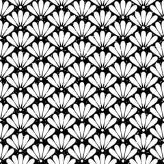 Seamless black and white grunge oriental floral pattern vector