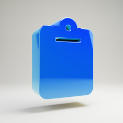 Volumetric glossy blue Clipboard icon isolated on white background.