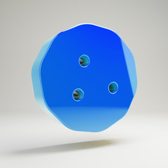 Volumetric glossy blue Cookie icon isolated on white background.