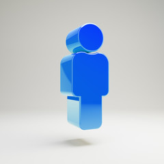 Volumetric glossy blue Male icon isolated on white background.