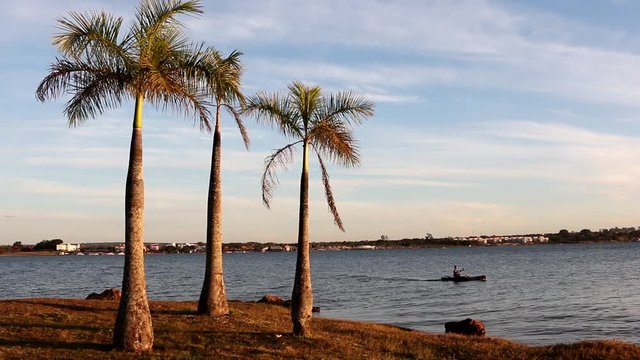  Beautiful Sunset on Lago Paranoa (Lake Paranoa) in Lago Norte (North Lake) Brasilia, Brazil                        