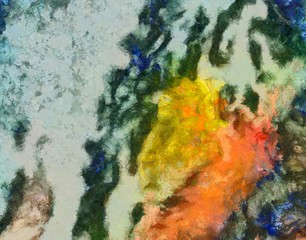 Creative abstract painting background in oil. Textured brush strokes of paint. Colorful design pattern. Artistic drawing grunge texture. Watercolor mixed fine art template for decoration. Vintage.